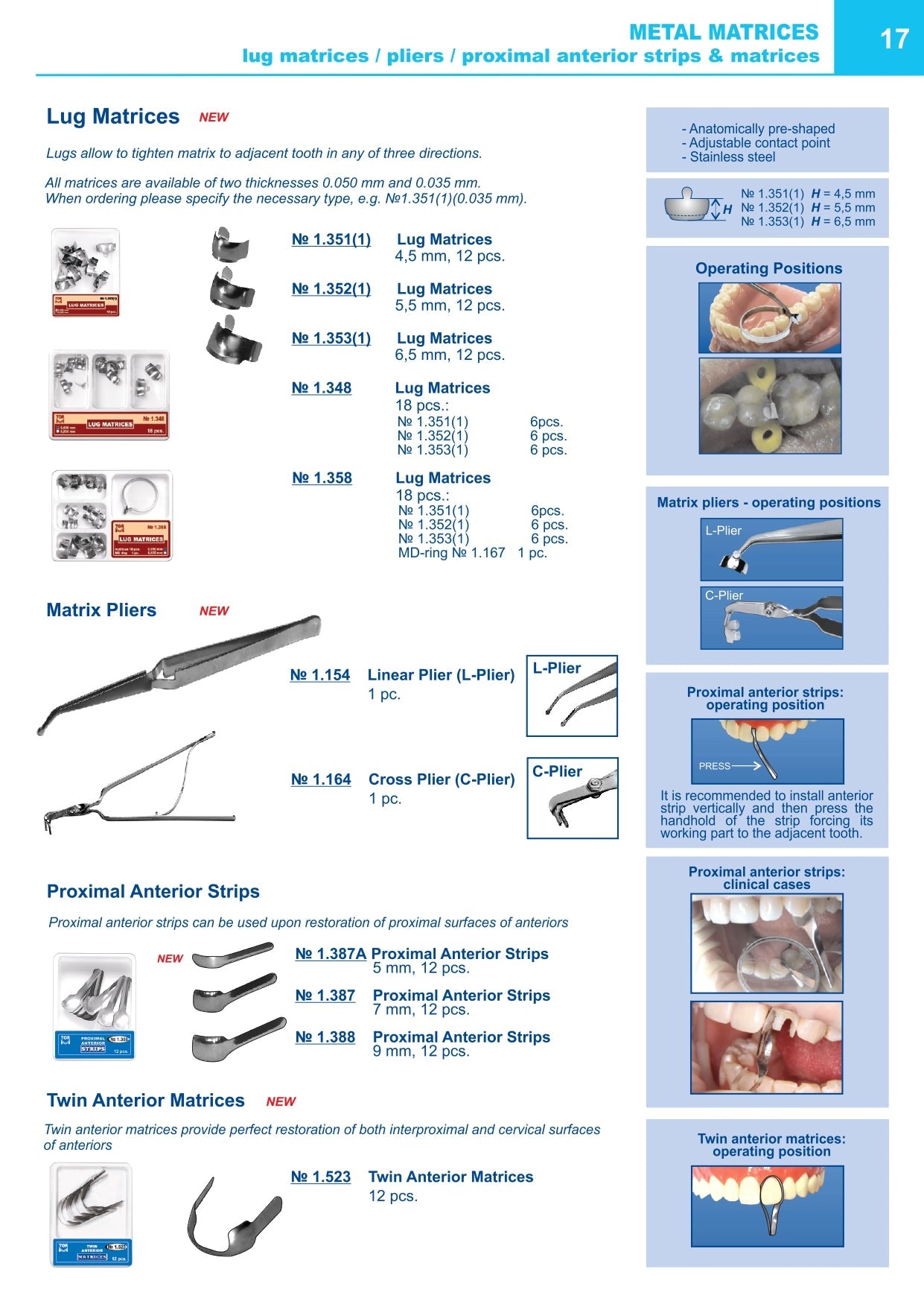 Twin Anterior Matrices (Palatal) 12pcs