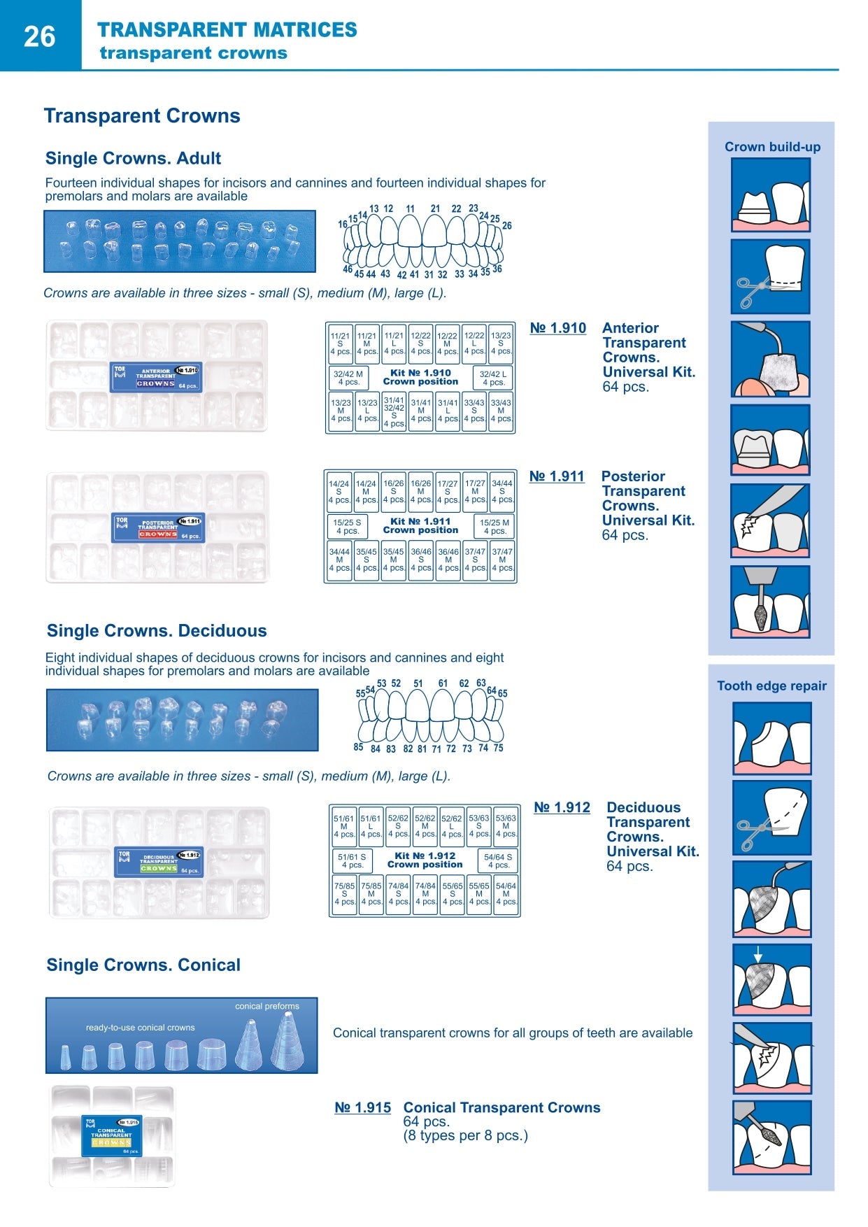 Anterior Transparent Crowns 64pcs