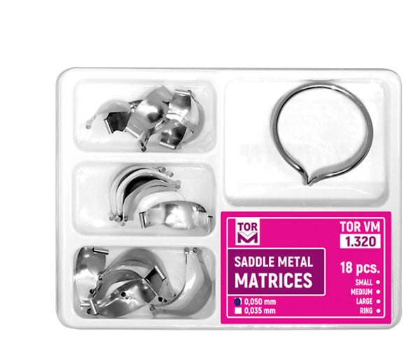 Kit of Saddle Contoured Metal Matrices 18pcs with Ring medical equipment for hospital and laboratory use