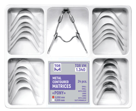 "Pony" Metal Contoured Matrices. Kit with "Slot"- Springclip 24pcs medical equipment for hospital and laboratory use