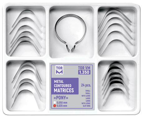 "Pony" Metal Contoured Matrices. Kit with "Slot"- Ring 24pcs medical equipment for hospital and laboratory use