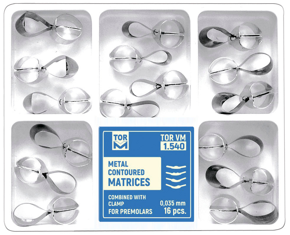 Metal Contoured Matrices for Premolars Combined with Clamp 16pcs medical equipment for hospital and laboratory use