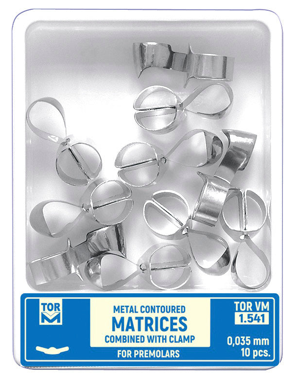 Metal Contoured Matrices for Premolars Combined with Clamp Shape 1 (One Central Ledge) 10pcs medical equipment for hospital and laboratory use