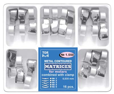 Metal Contoured Matrices for Molars Combined with Clamp 16pcs medical equipment for hospital and laboratory use