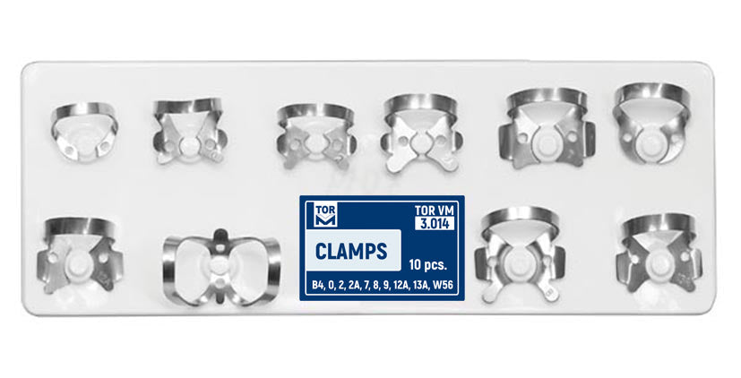 Set of Rubber Dam Clamps - 9, 0, B4, 2, 2A, 7, 8, W56, 12A, 13A medical equipment for hospital and laboratory use