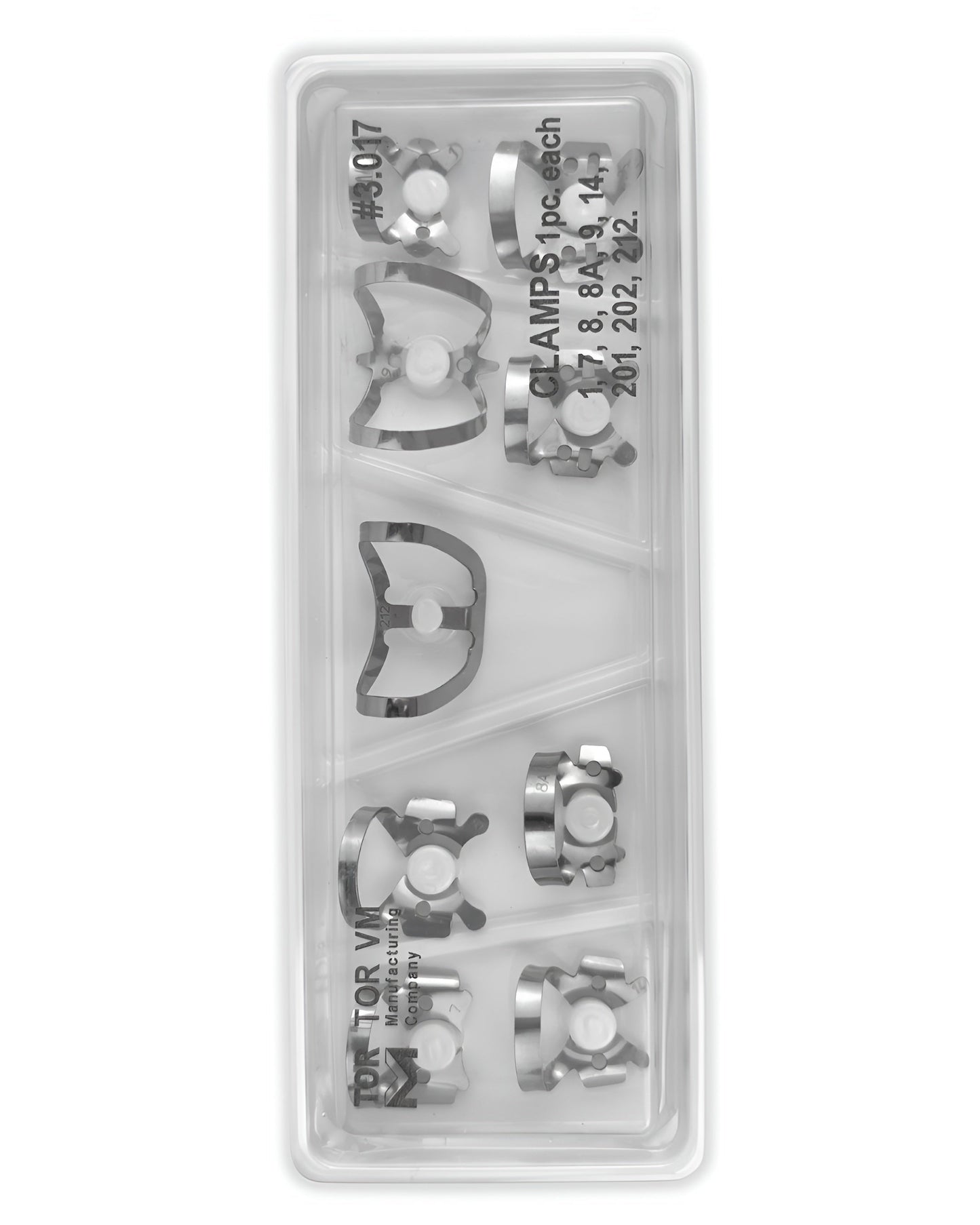 Set of Rubber Dam Clamps - 1, 7, 8, 8А, 9, 14, 201, 202, 212 medical equipment for hospital and laboratory use
