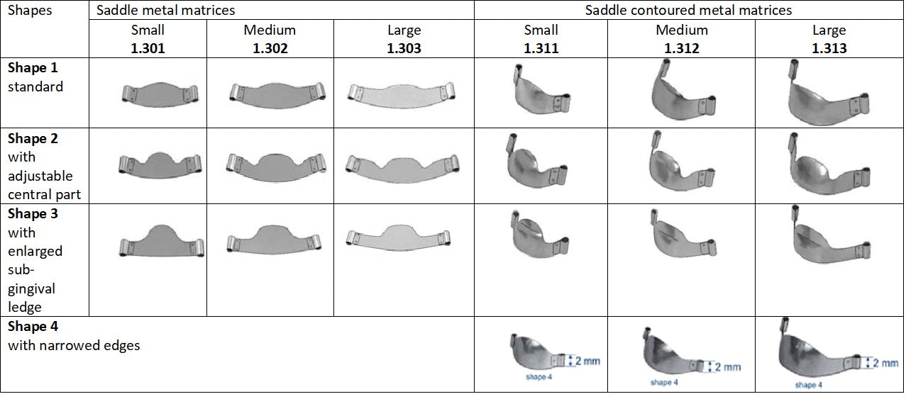 Saddle Contoured Metal Matrices Small (Shape 3) 12pcs