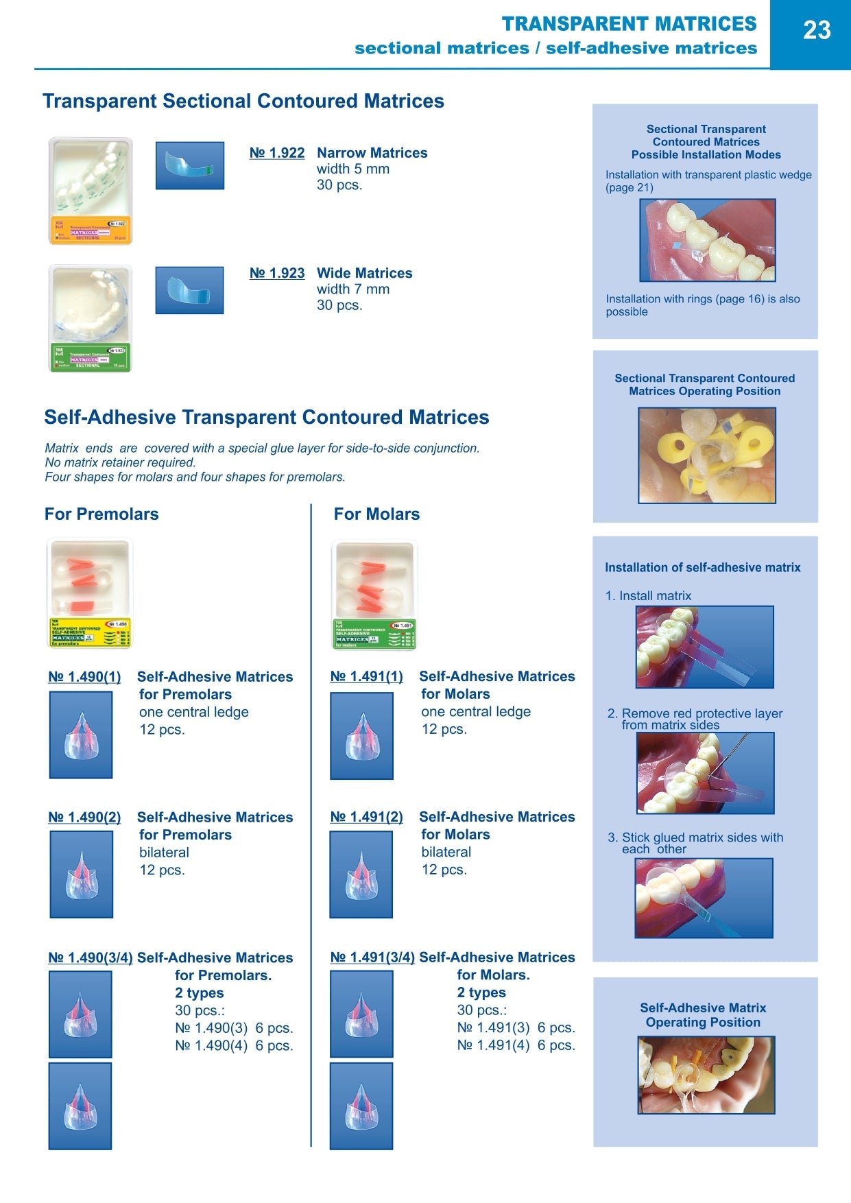 Kit of Molar Transparent Contoured Matrices 60pcs